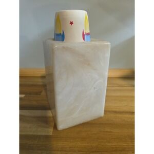 Dixie Cup Dispenser Vintage Bathroom Mouthwash Beige Cream Marbled‎
